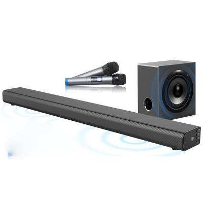 China Aux speaker. Wireless System Optical TV Input Coaxial, Soundbar Karaoke Set with TV Home Speaker with Subwoofer UHF Wireless Microphone for sale