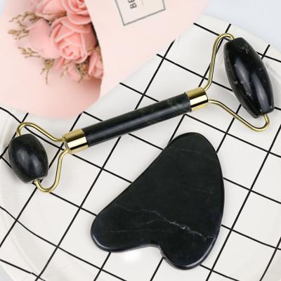 China Whitening Authentic Jade Ridge Roller Green Jade Roller Black Quartz Jade Roller With Carry Case for sale