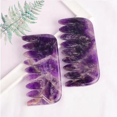 China Natural Green Xiuayan Body Rose Quartz Amethyst Jade Gua Sha Comb Scraping Jade Gua Sha Stone Facial Massage Tools Jade Guasha Comb for sale