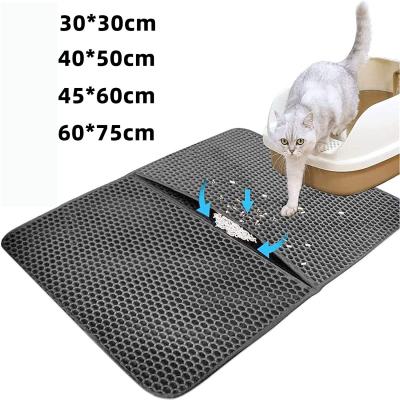 China Hot-selling Cat Litter Mat Trap Waterproof And Washable EVA Sand Cat Litter Box Pet Mat Travel Amazon Drop Double-Layer for sale