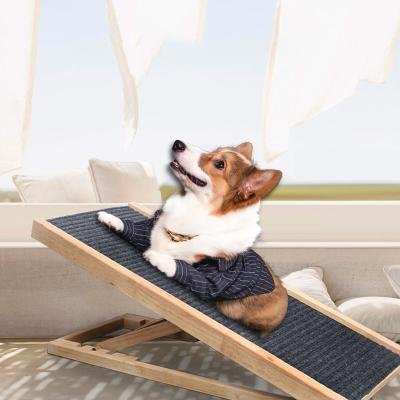 China New Design Travel Dog Bed Portable Foldable Adjustable Ramp Wooden Climbing Ladder Solid Wood Non-slip Ramp For Car for sale