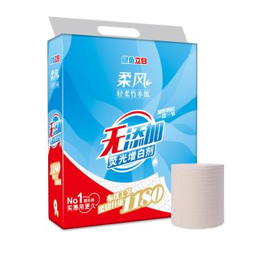 China Water Intake Factory Sale Hollow Core Roll 9 Rolls Bathroom Roll Bamboo Toliet Paper for sale