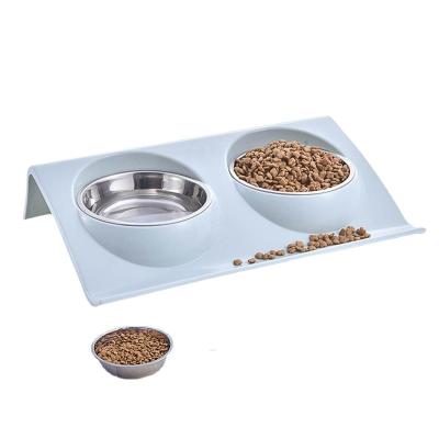 China Sustainable Double Dog Bowls for Pet Puppy Stainless Steel Food Water Non Spill Feeder Pet Cats Feeding Dishes Dogs Drink Bowl for sale