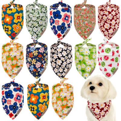 China Stocked 2023 Spring Summer Cotton Dog Bandanas  Cute Floral Pet Accessories for Dogs and Cats for sale