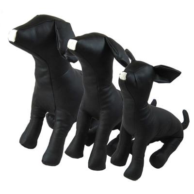 China Stocked PU Leather Dog Mannequins Dog Models Props Torsos Sitting Position Small Dog Clothes Display Pet Supplies for sale