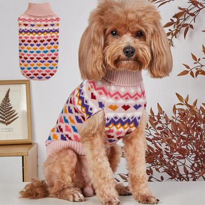 China Stocked New Autumn Winter Dogs Knitted Jumpers Simple Love  Kitten Cat Dog Sweater Pet Outfit for sale