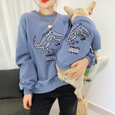 China Stocked Autumn Winter Warm Pet Parent-child Clothes Korean Version Pure Cotton Owner Dog Clothes for sale