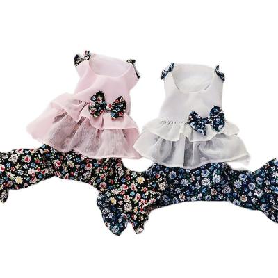 China Stocked Dogs and Cats Dress Jumpsuit Floral Tulle Design Pet Puppy Dress Skirt Spring Summer Clothes Apparel for sale