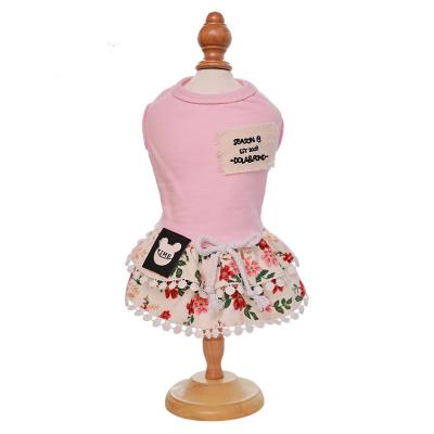 China Stocked Dogs and Cats Dress Shirt Floral Bow Design Pet Puppy Dress Skirt  Spring Summer Clothes Apparel for sale