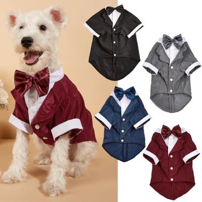 China Stocked New Gentleman Pet Clothing Joyful Silhouette Dog Tuxedo Two-legged Teddy  Fake Two-piece Set Wedding Party Suit for Dog Pet for sale