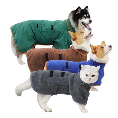 China Stocked Waist-wrapped Dog Bathrobe Towel Quick Dry Super Absorbent Pet Dog Cat Dry Towel for sale