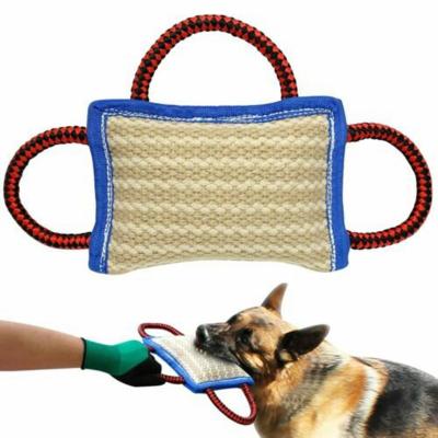 China Stocked Thickened Hemp 3 Ring Biting Pillow Picking Up and Training Pillow Biting Target Hemp Biting Stick Training Dog Supplies for sale