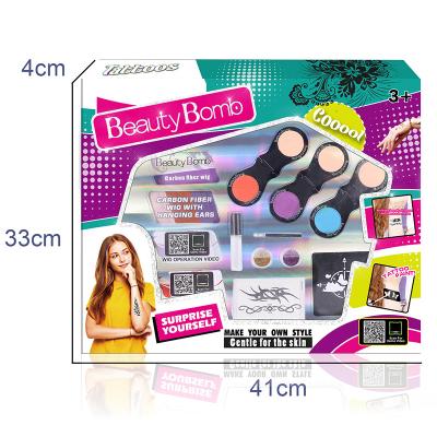 China Princess Non-Toxic Pretend Play Make Up Cosmetics Toy Beauty Set Girl Makeup Hair Dye Kit Children Toy Set Washable Disposable for sale