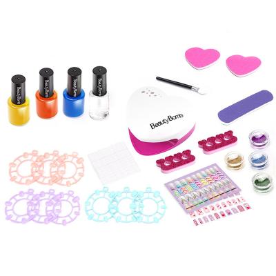 China Toy Makeup Set For Kids Non-Toxic Kids False Nail Art Decoration Makeup Girl Toys With Carryover Dryer for sale