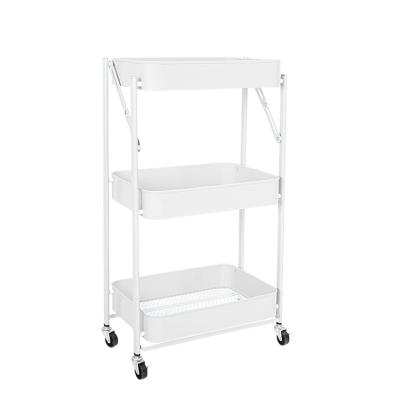 China Sustainable Multifunctional Cart with Mesh Basket Storage Organizer Rack for Kitchen Office Bathroom Laundry for sale