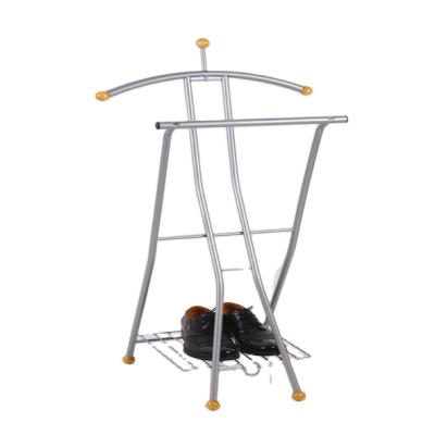 China Traditional Portable Metal Folding Clothes Garment Display To Save Space Metal Suit Rack Valet Stand for sale