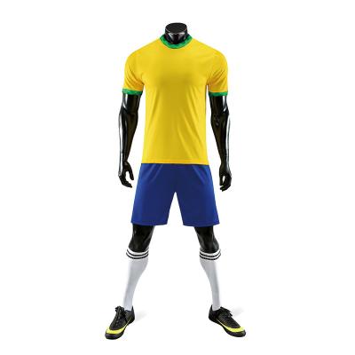 China Wholesale custom logo wicking soccer jersey factory thailand moisture men custom blue yellow soccer uniform jersey wicking for sale