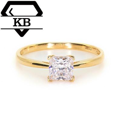 China White Color Diamond Moissanite Rings Women Engagement Vintage 18K Gold Moissanite Jewelry 1ct Gold Princess Cut VVS Clarity DEF for sale