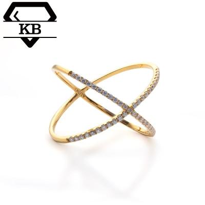 China KIBO TRENDY GEM 10K/14K/18K Gold Moissanite X Shape Cross Rings For Women Diamond Engagement Rings Wedding Rings for sale