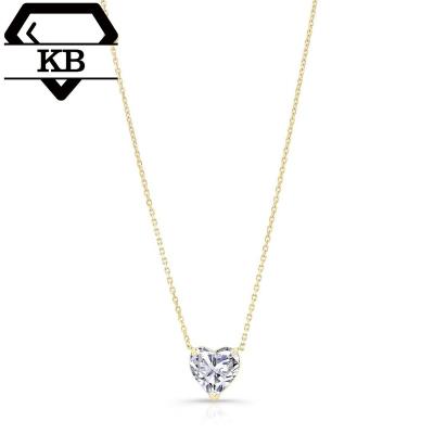 China Romantic Moissanite Pendant Necklace Women Heart Jewelry 10k Yellow Gold Moissanite Necklace 10k Yellow for sale