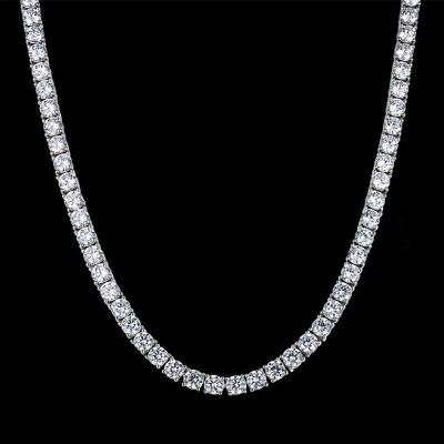 China KIBO Women's Jewelry CLASSIC 18K White Gold Plated 925 Sterling Silver VVS Moissanite Tennis Chain Necklace for sale