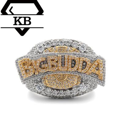 China Custom Luxury Men's Championship Rings Sterling Silver Hand Set Full Moissanite Diamond Iced Out Ring 925 Hiphop Hip Hop for sale