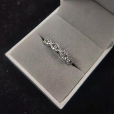 China Vintage Jewelry S925 Silver Twisted Ring 2mm vvs Moissanite Band Ring for sale