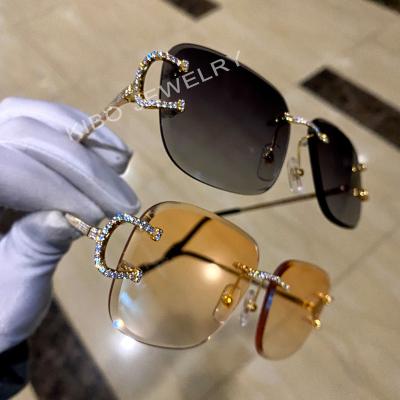 China Popular Luxury Mens Hip Hop Moissanite Luxury Diamonds Sunglasses Iced Out Glasses for sale