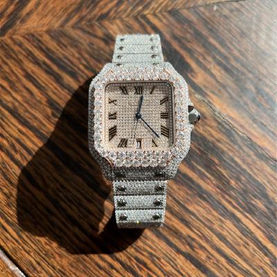 China Hot Sale Automatic Date Two Tone Iced Out VVS Moissanite Diamond Watch Bussdown Branded Watch for sale