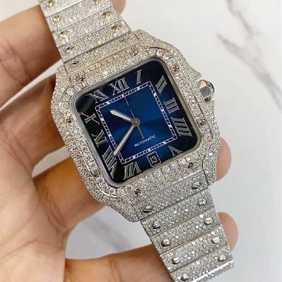 China Automatic Date Hip Hop Bussdown VVS Moissanite Diamond Branded Stainless Steel Mechanical Watches for sale