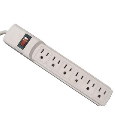 China Residential/General Purpose Horizontal Surge Protector Power Outlet Strip with 6-Outlet, Long Extension Cord, Wall Mountable Overload Protection Outlet for sale