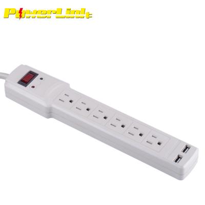 China New Residential/General Purpose Universal Standard Mount Surge US Power Strip Wall Protector With USB Ports 6 Way Outlet Extension Socket Charging Socket for sale