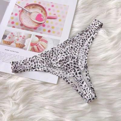 China Breathable Seamless Sexy Ice Silk Thongs Leopard Printed Women's Elastic Underwear Thongs Low Waist G-String Women Underwear for sale