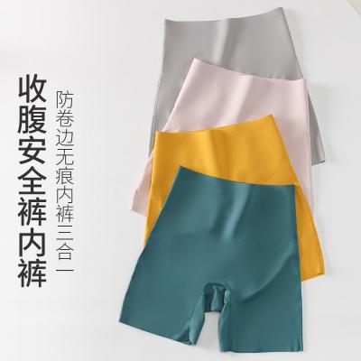 China Breathable High Waist Safety Pants Seamless Underwear Two-in-one Women's Belly Hip Ice Silk Non-Bucking Anti-Glowing Shorts for sale