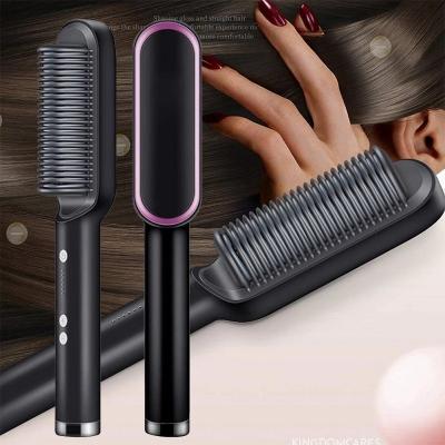 China Professional Electric Mini Hair Straightener Rechargeable Multi-temperature Degree Hair Brush Travel Hair Curler Professional Flat Iron for sale