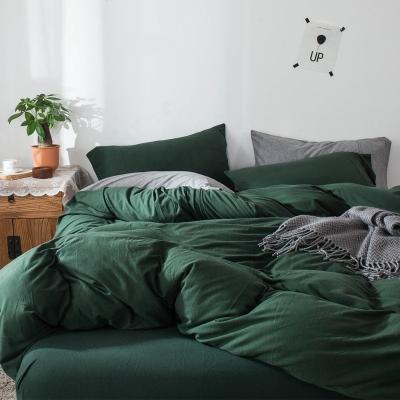 China Anti Dust Mite Jersey Knit Cotton Duvet Cover Set Queen Size Ultra Soft Green Comforter Coverlet Bedding Set Solid Design for sale