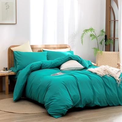 China Anti Dust Mite Green Duvet Covers Queen Size - Washed Duvet Cover, Soft Queen Duvet Cover Set 3 Pieces With Zipper Closure, 1 Duvet Cover 90x90 for sale