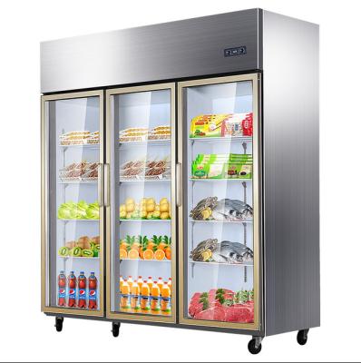 China Single-Temperature 1350L Upright Glass Door Commercial Refrigerator Freezer for sale