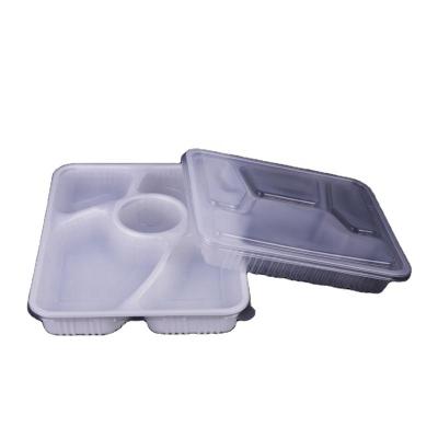 China Disposable Can Be Sealed Disposable Four-compartment Lunch Box Take-out Packing Container Thickened PP Plastic With Cover Bento Lunch Box for sale