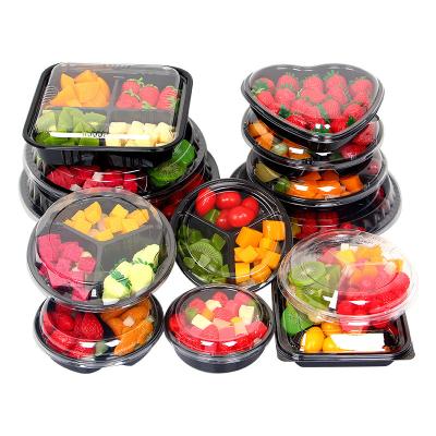 China Disposable Black Bottom Like Plastic Box Fruit Cut Out Packaging Box Strawberry Cherry Tomato Universal Transparent Packaging Box for sale