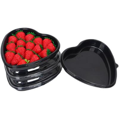 China Disposable Heart Shaped Fruit Plastic Cutting Box Strawberry Cherry Tomato Universal Packaging Container Support Customization for sale