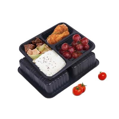 China Disposable 345 Compartment Sealable Disposable Takeout Box Thickened Plastic PP Strip Cover Fast Food Container Bento Lunch Box for sale