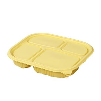 China Recycled Materials Food Grade PP Disposable Lunch Box With Extra Cover 4 Boxes Restaurant Fast Food Vending Packaging Box for sale