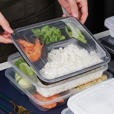 China Recycled Multi-color Disposable Plastic Multi-compartment Food Packaging Materials PP Food Packaging Materials Meal Storage Hot And Cold Lunch Box for sale