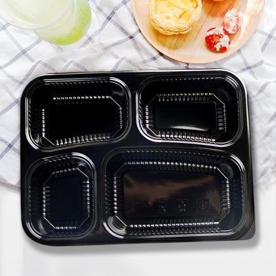 China Recycled Takeout Materials Disposable Lunch Box Multi-Cell Storage Take-Out Mess Tin for sale