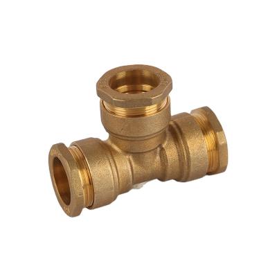 China Hot Selling Brass Connector Tee Fittings Metal PE Brass Malleable Pipe Joint And Pipes Fitting Tube for sale