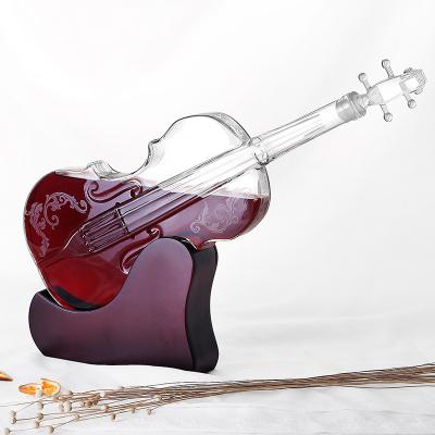 China Amazon Violin Shape Vodka Wine Single Cold Heat Resistant Liquor Bottle Empty Clear Glass Wine Decanter for sale