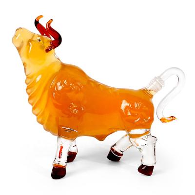 China High Borosilicate Glass Clear High Borosilicate Bull Shape Glass Animal Shaped Frosted Glass Drink Bottles High Quality Dragon Cork Glass Bottles 200ml Factory Supply for sale