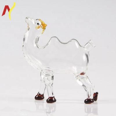 China Daily Life 250ml Camel Shape Clear Glass Wine Bottle For Vodka With Cork Stopper for sale