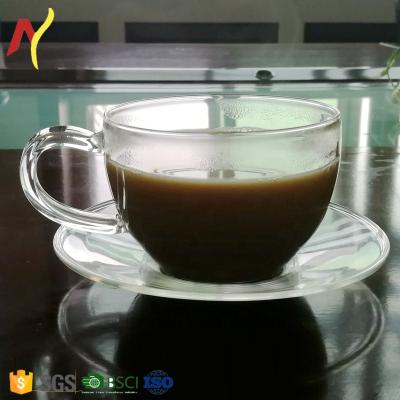 China Sustainable 250ml High Borosilicate Glass Wholesale Coffee Mug Set With Saucer for sale